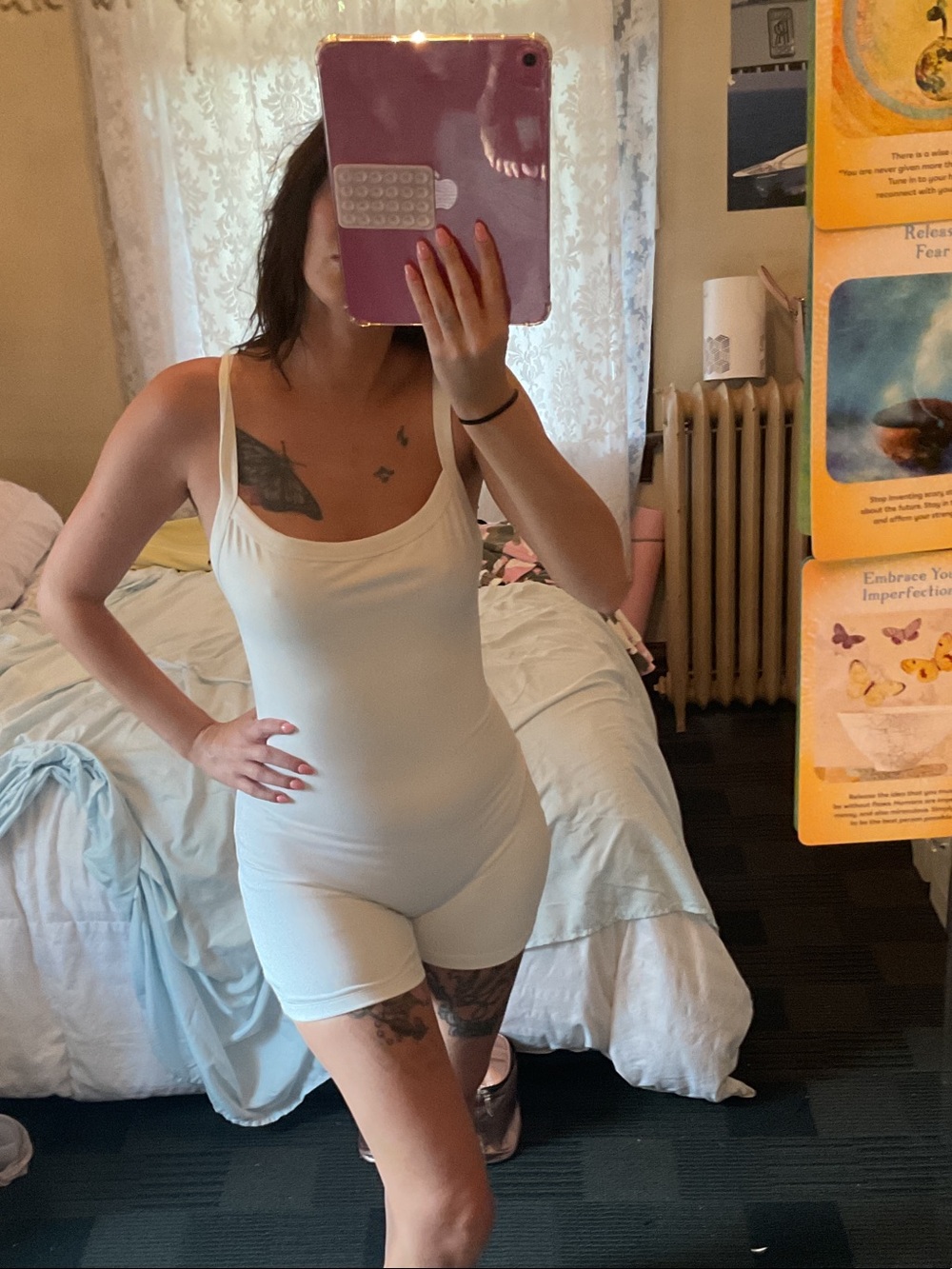 Garage backless white Seamless Stretch Romper Bodysuit